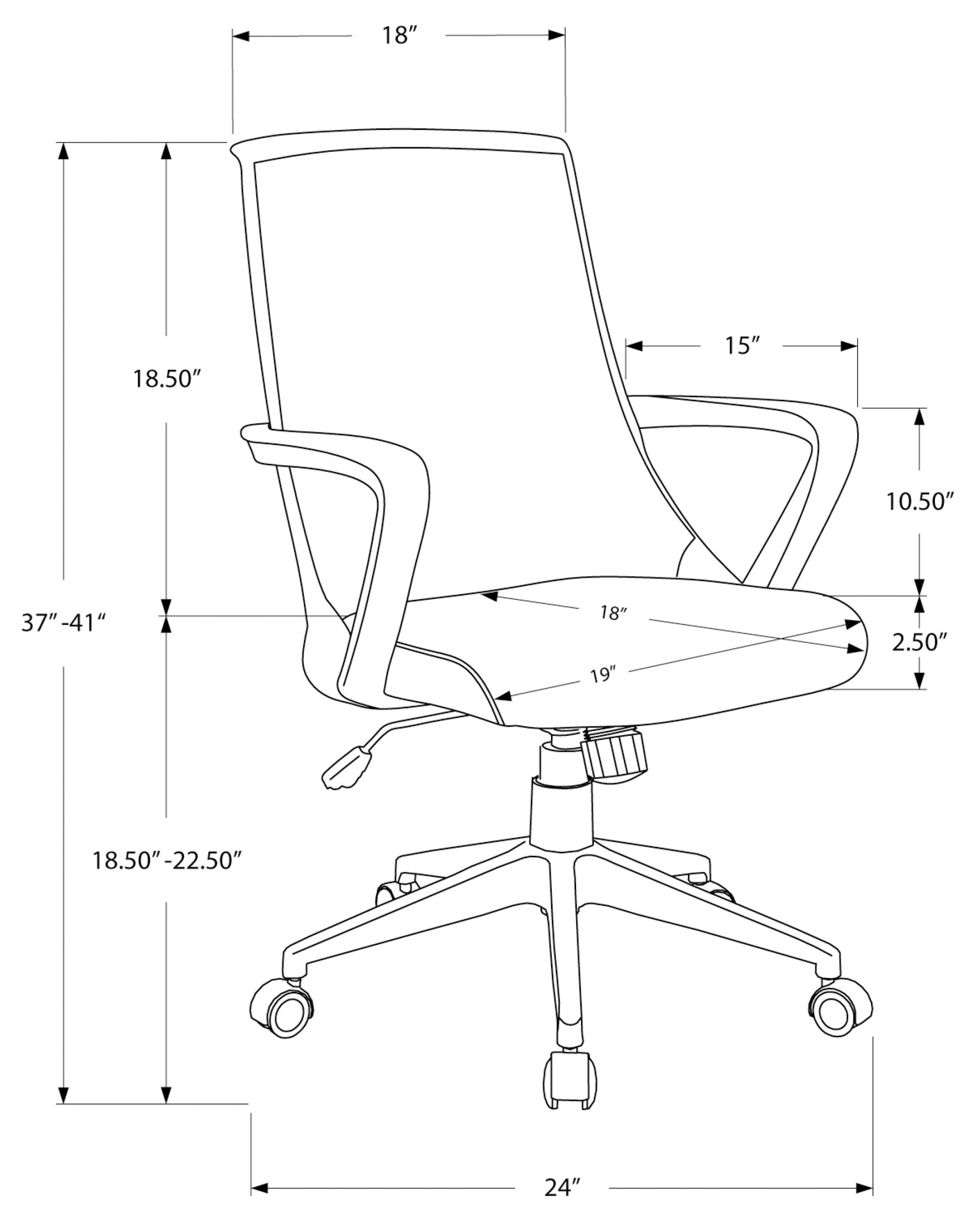23818 - Office Chair - MN-7267 - Dimensions 23818 - Office Chair - MN-7267 - Dimensions