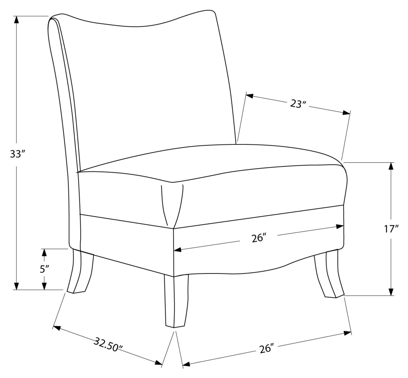 23823 - Accent Chair - MN-8046 - Dimensions 23823 - Accent Chair - MN-8046 - Dimensions