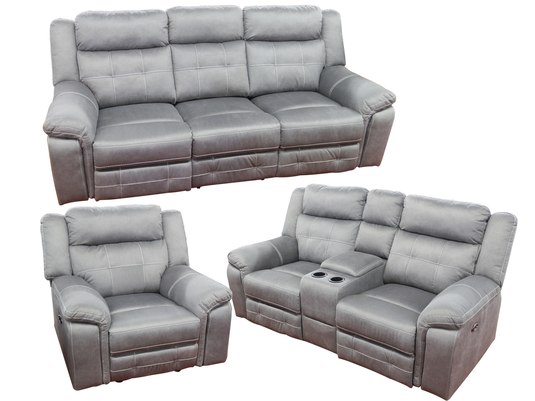 23849 - Reclining Sofa Set - UF-5993 - Grey 23849 - Reclining Sofa Set - UF-5993 - Grey