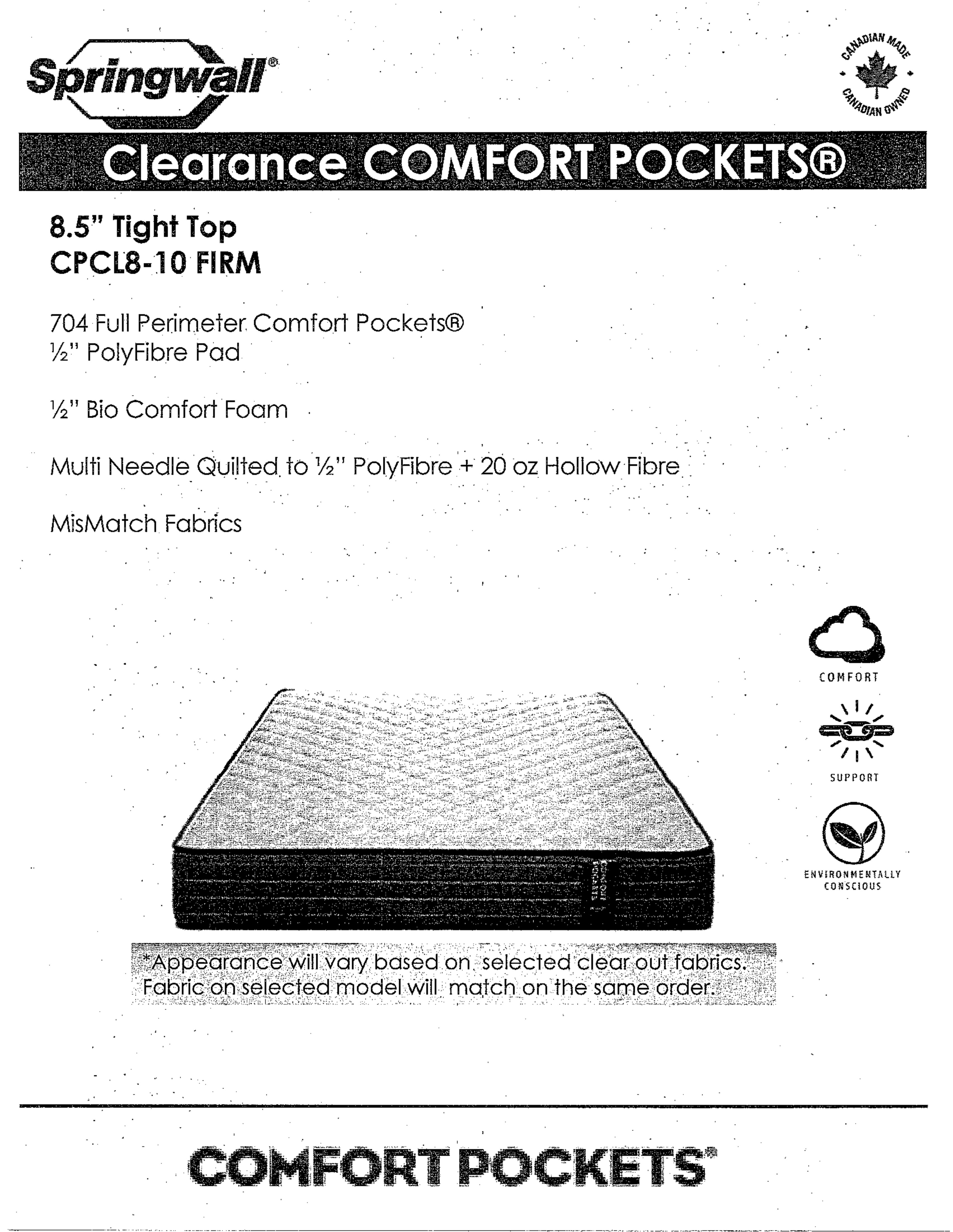 24255 - 704 Pocket Coil Mattress - SW-CPC - Specs 24255 - 704 Pocket Coil Mattress - SW-CPC - Specs